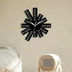 Creative Hollow Silent Wall Clock â€?12" Acrylic Word Design