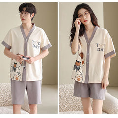 Bear Matching Family Summer Pajamas Set 100% Cotton