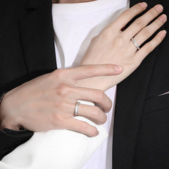 Solid Sterling Silver Matching Rings Set for Two - Adjustable Size