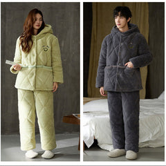 Quilted Couple Pajamas Set â€?Cozy Coral Fleece for Winter