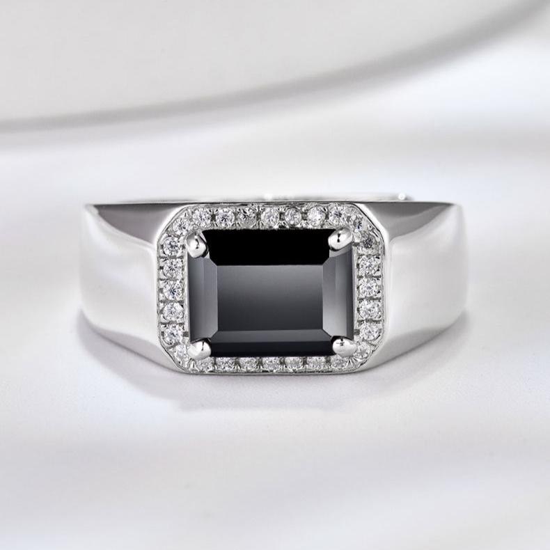3 Carat Black Moissanite Diamond Ring for Men