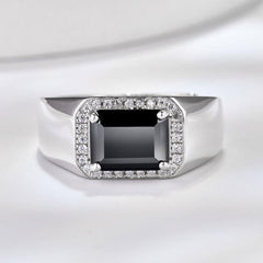 3 Carat Black Moissanite Diamond Ring for Men