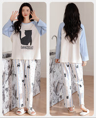 Cozy Cat-Lover Couple Pajamas â€?Cotton Cat Print Lounge Set by Gullei