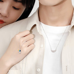 Spaceman Moon Couple Necklaces Set