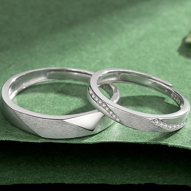 Solid Sterling Silver Matching Rings Set for Two - Adjustable Size