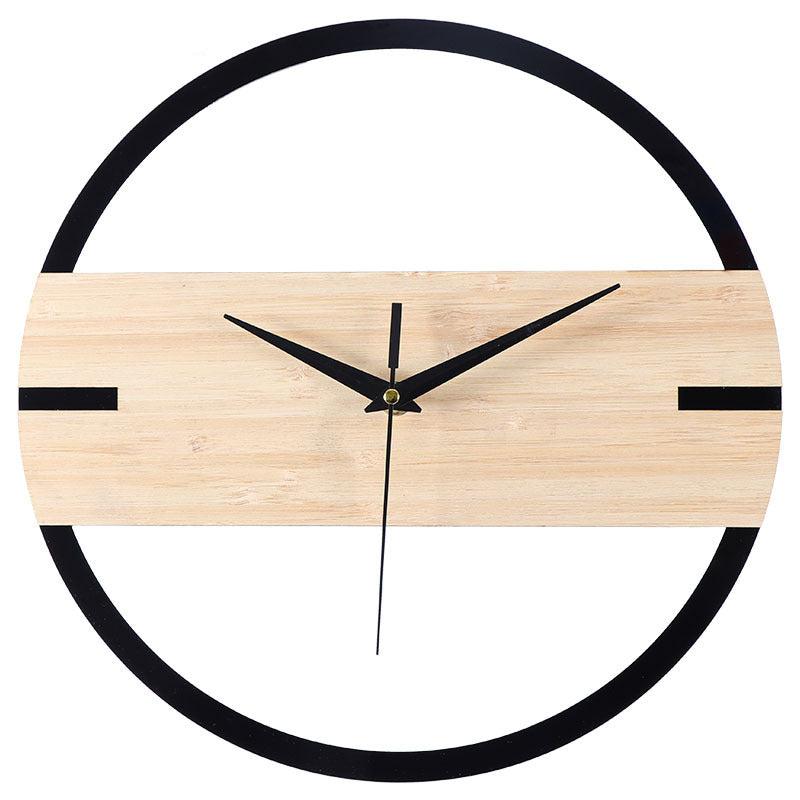 Minimalist Nordic Wall Clock â€?12" Acrylic with Wood-Band Accent