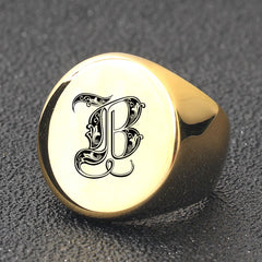 Name Initial Mens Ring Gift for Boyfriend 22mm