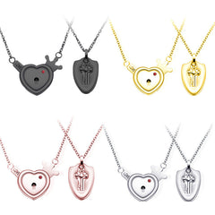 Engraved Real Lock and Key Heart Necklaces Set for 2