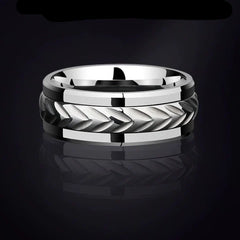 Mens Fidget Wedding Ring with Engraving Tungsten