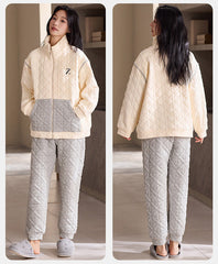 Light Outdoor Couple Pajamas â€?Quilted Cotton Zip-Up Set by Gullei