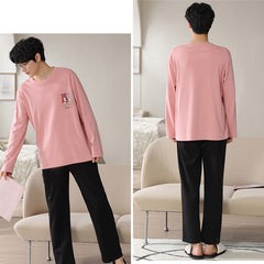 Playful Matching Couple Pajamas â€?Soft Cotton with Cute Embroidery by Gullei