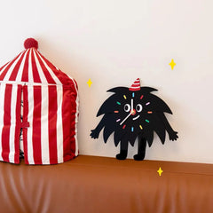 Silent Wall Clock for Kids â€?Cartoon Black Buddy, 24.5×30 cm
