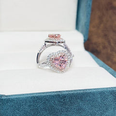 1.5 Carat Pink Heart Lab Diamond Engagement Ring