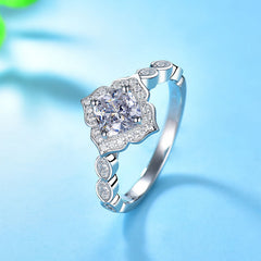 1 Carat Flower Cluster Moissanite Diamond Ring