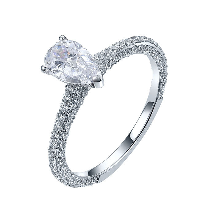 1 Carat Tear Drop Sona Diamond Ring