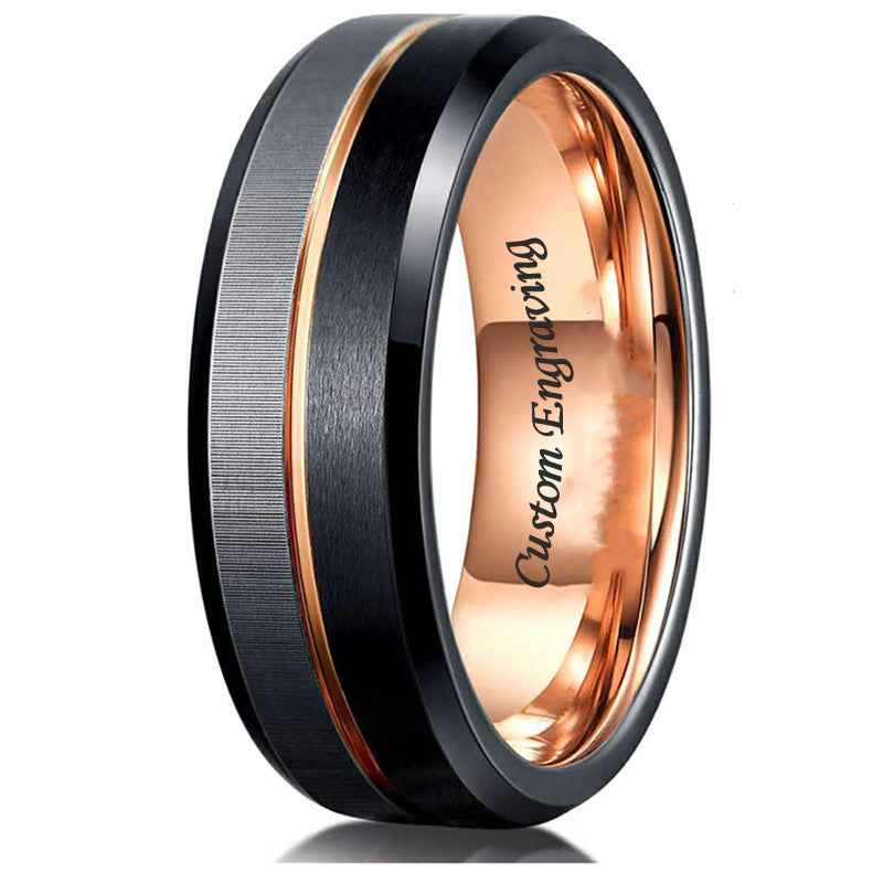 Matte Finish Mens Ring with Custom Engraving 6mm