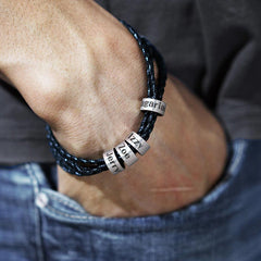 Family Names Leather Bracelet Gift for Dad