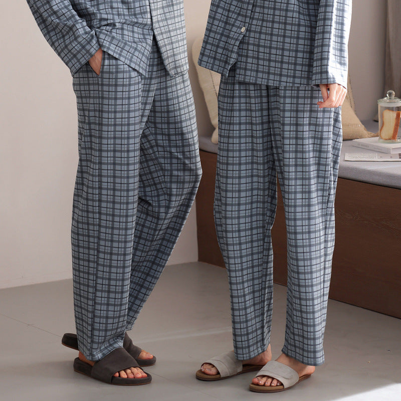Matching Pajamas â€?Grey-Blue Plaid, Cotton-Stretch Straight Fit