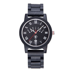 Mens Engraved Wood Watch Elegant Roman Numbers