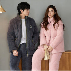 Matching Pajamas â€?Quilted Zip High-Collar Fleece Set