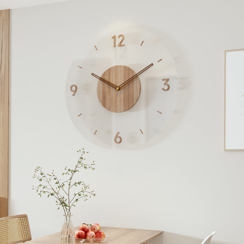 Gulleiâ„?Nordic Wood & Acrylic Silent Clock - Minimalist 35cm Decor