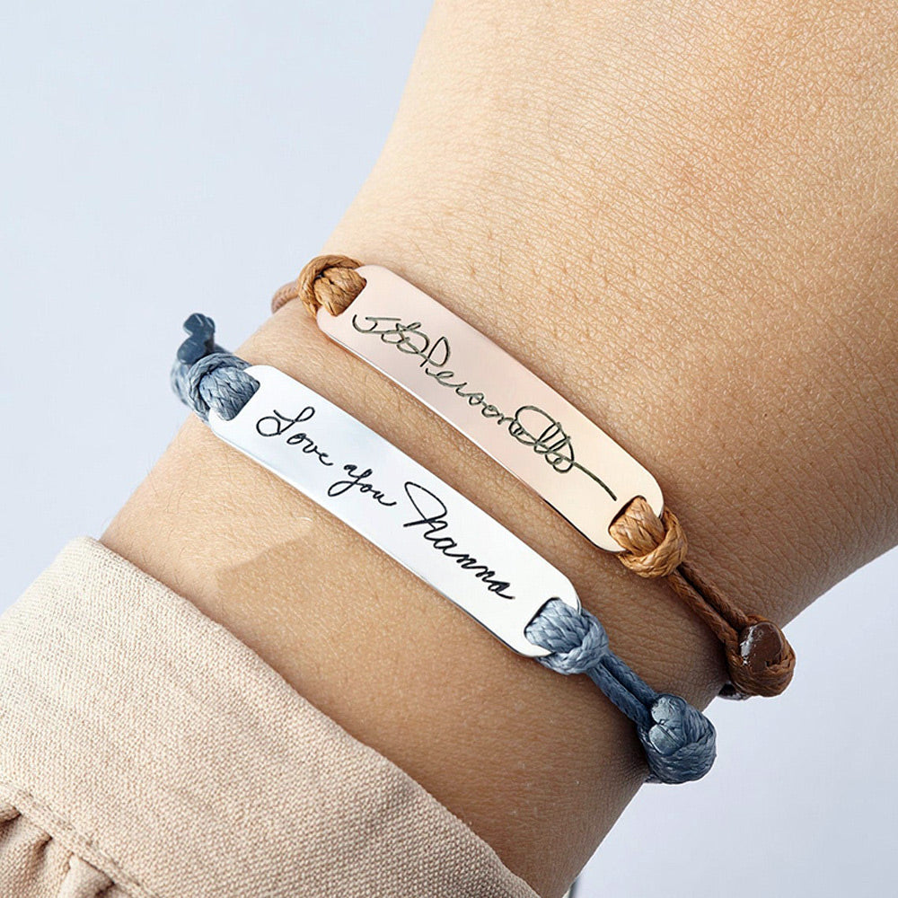 Custom Handwriting Couple Bracelets Set for 2