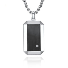 Custom Engravable Brushed Mens Pendant Necklace