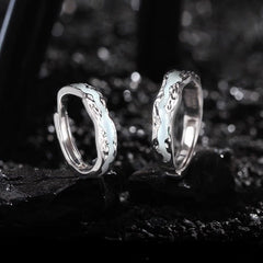 Engraved Glow in Dark Couple Rings Set