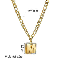 Name Initial Monogram Cuban chain Necklace