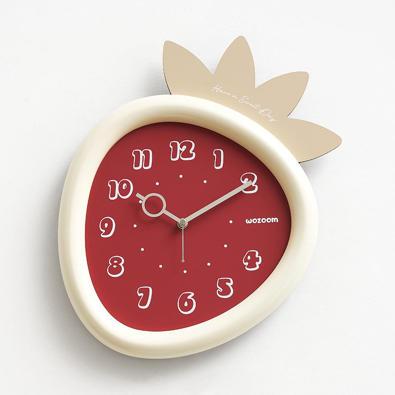 Strawberry Kids Silent Wall Clock â€?Cute Non-Ticking