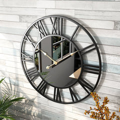 Gulleiâ„?Modern Mirror Wall Clock with Roman Numerals - Elegant 39cm Deco