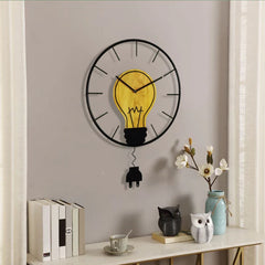 Antique Bulb Shaped Pendulum Wall Clock â€?Industrial Vintage (41×41 cm)