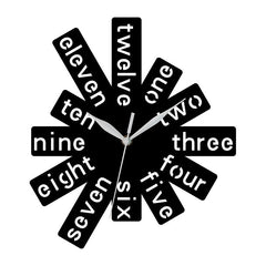 Creative Hollow Silent Wall Clock â€?12" Acrylic Word Design