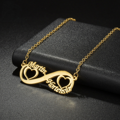 Infinity Shaped Personal Couples Name Necklace