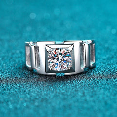 Engraved 1 Carat Moissanite Engagement Ring for Men