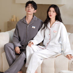 Matching Couple Pajamas Set â€?Air Cotton with Contrast Piping