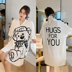 Cooling Bear Graphic Sleep Shirt for Women - Gullei