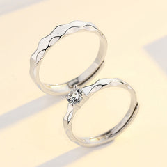 Matching Couples Promise Rings Sets with Engraving Adjustable Size