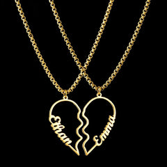 Personalized Half Heart Name Necklaces - BFF & Mother-Daughter Gift