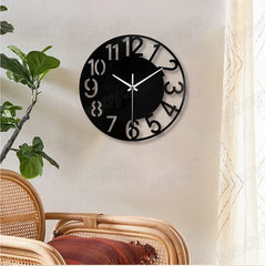 Big Numerals Silent Wall Clock â€?12" Modern MDF (Black)