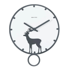 Deer Silhouette Pendulum Silent Wall Clock (13.8")