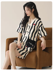 Two-Piece Button Up Short Pajama Set - 100% Cotton