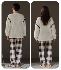 Flannel Winter Couples Pajamas Set with Hearts