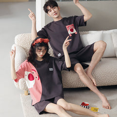 Matching Bear Summer Pajamas Set for Couples