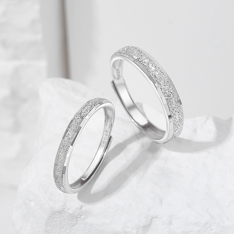 Engraved Simple Matching Wedding Bands Matte Finish