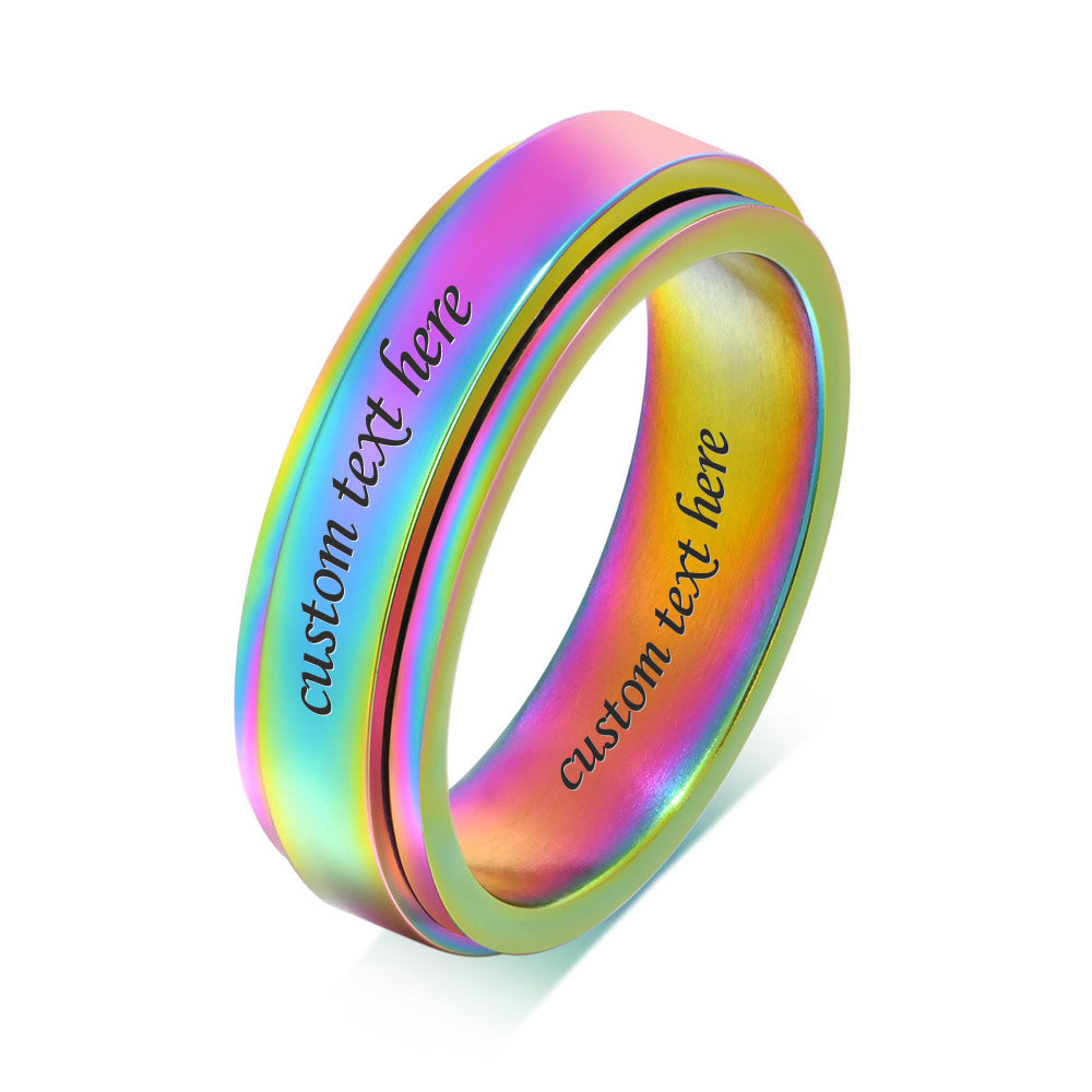 Custom Engraved Multicolor Mens Ring Titanium