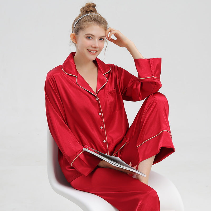 Custom Embroidered Satin Pajamas Set for Women (Exclusive Gift Box Included)