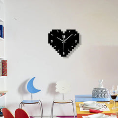 Hearts Shaped Creative Silent Wall Décor Clock â€?Pixelated Heart Design