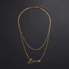 Dual Chain Personal Signature Name Box Chain Necklace