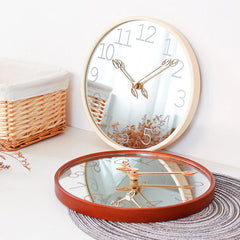 Nordic Mirror Silent Wall Clock â€?Solid Wood, 12"